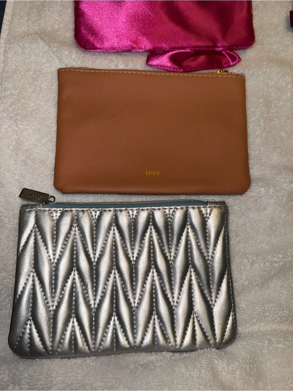 ipsy Assorted Pink, Brown, Silver & Blue Cosmetic Pouches Set